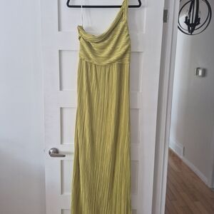 Lulu's One-Shoulder Pleated Dress in Mustard